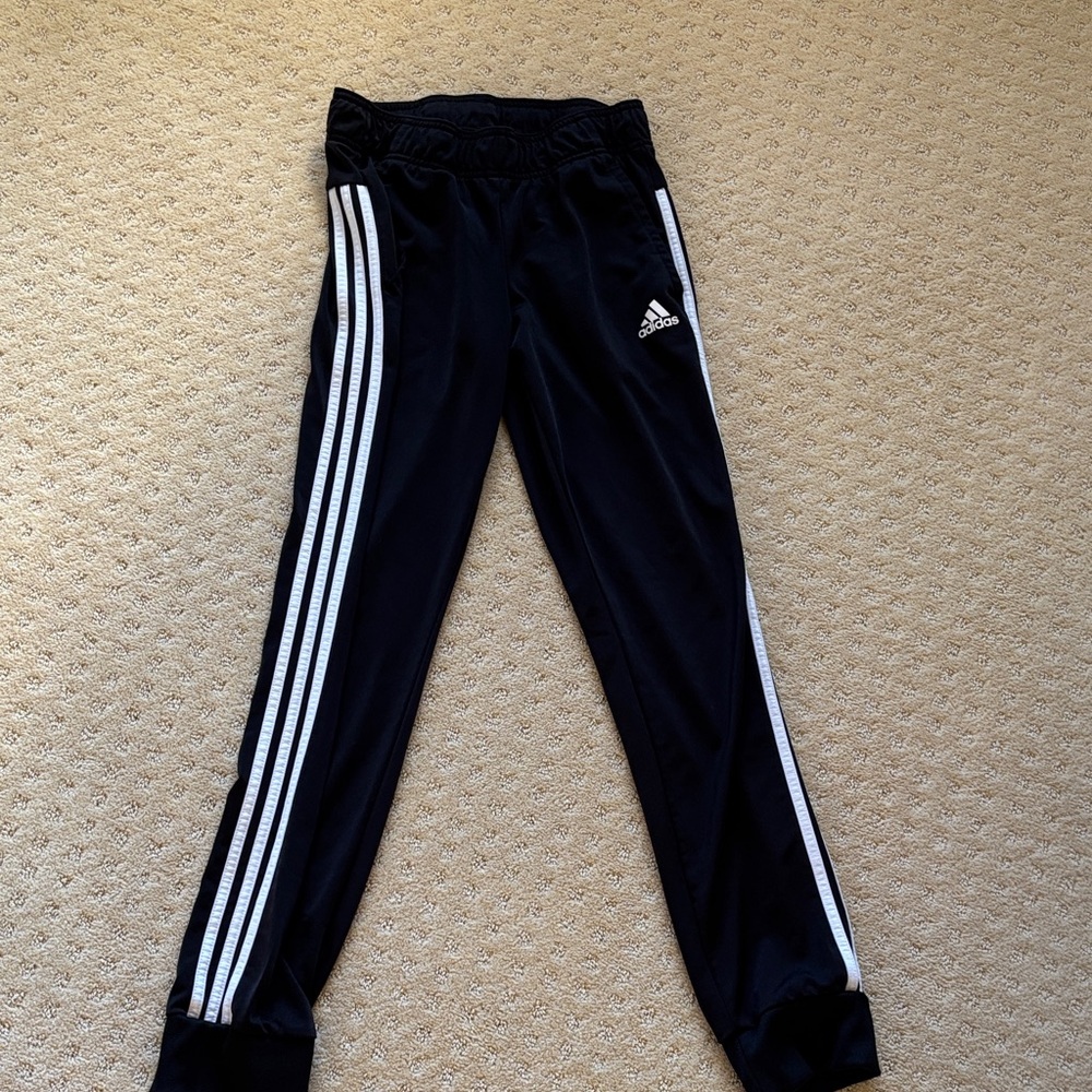 adidas Black Jogger Pants with White Side Stripes